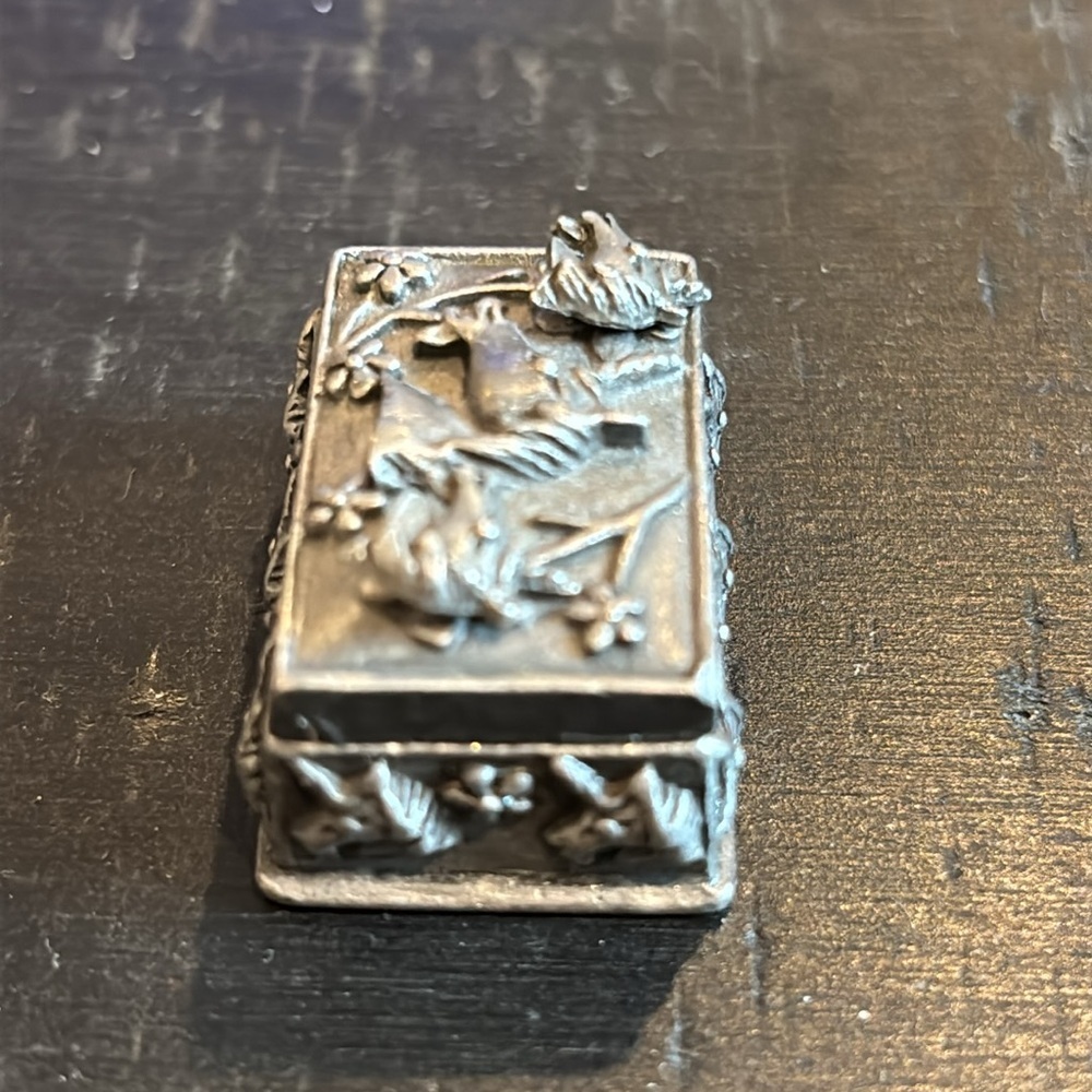 VTG Torino Solid Pewter Unicorn Earrings Brooch Set Trinket Box Case - Picture 3 of 10